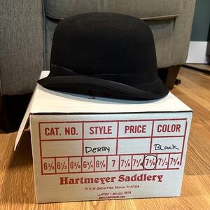 Hartmeyer Saddlery Black Saddle Saddleseat Derby Hat Size 7 3/8”